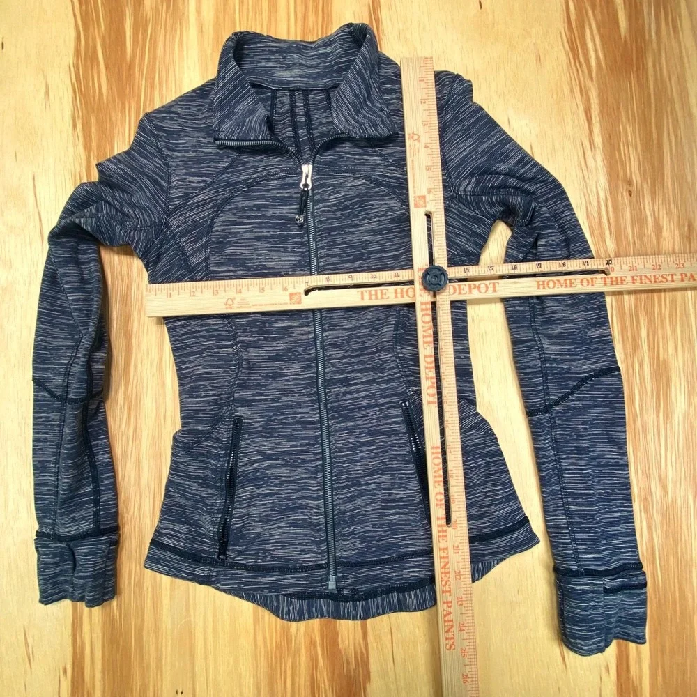 Lululemon Define Jacket Blue Gray Space Dye Full Zip Thumbholes 6-8 No Size Tag!